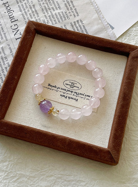 【蜜浮酥奈花】天然粉水晶手串女甜美可爱紫水晶黄塔晶手链送闺蜜