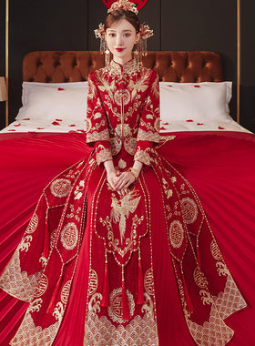 中式情侣秀禾服女2025新款苏绣复古盘扣新娘结婚嫁衣敬酒服新郎