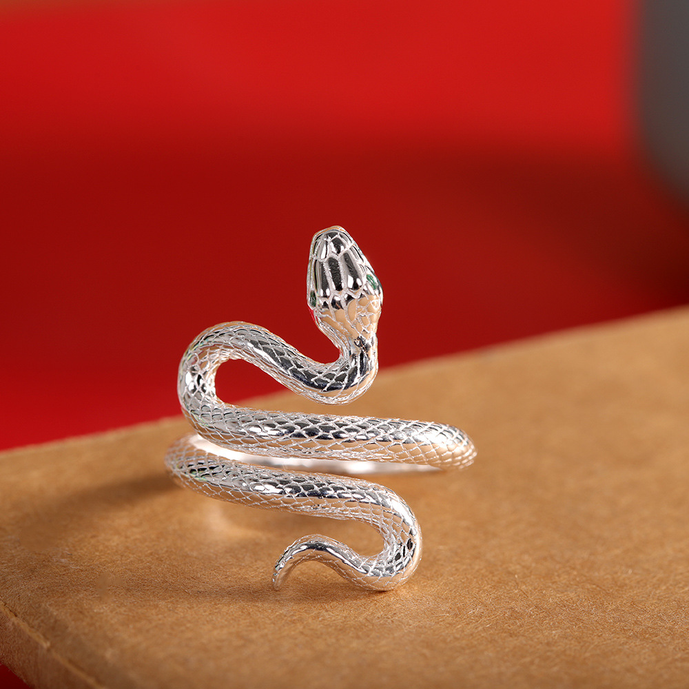 人品银品时尚潮流手饰S925银灵蛇戒指轻奢女士本命年生肖蛇指环