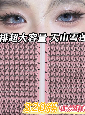 JIEFEI天山雪莲假睫毛W型女团猫耳自然纯欲32排大容量睫毛书单簇