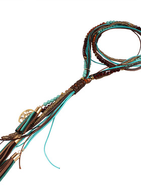 波西米亚长款项链小流苏多层串珠手工毛衣链民族配饰旅游饰品