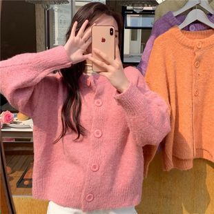 针织毛衣开衫 糖果色韩版 女上衣宽松外搭慵懒风日系学生百搭显瘦潮