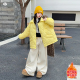 女童夹棉加厚棉服2025冬季新款中大童航线宽松棉衣休闲面包服外套，童装棉衣，祺儿童装