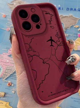 aircraft map soft case适用iphone 11 12 13 14 15 16 17 pro max XR XS MAX 7 8 PLUS