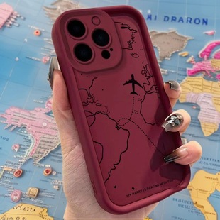 aircraft map soft case适用iphone 11 12 13 14 15 16 17 pro max XR XS MAX 7 8 PLUS