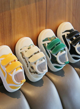 儿童学步鞋帆布鞋 小孩软底板鞋女童防滑帆布鞋幼儿园室内鞋topst