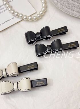 小香风黑白精致蝴蝶结轻奢发夹韩系商务低调儿童优雅气质通勤发饰