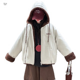 女童2025年冬季新款英文字母连帽羊驼绒两面穿棉外套女孩加绒棉服，童装棉衣，祺儿童装