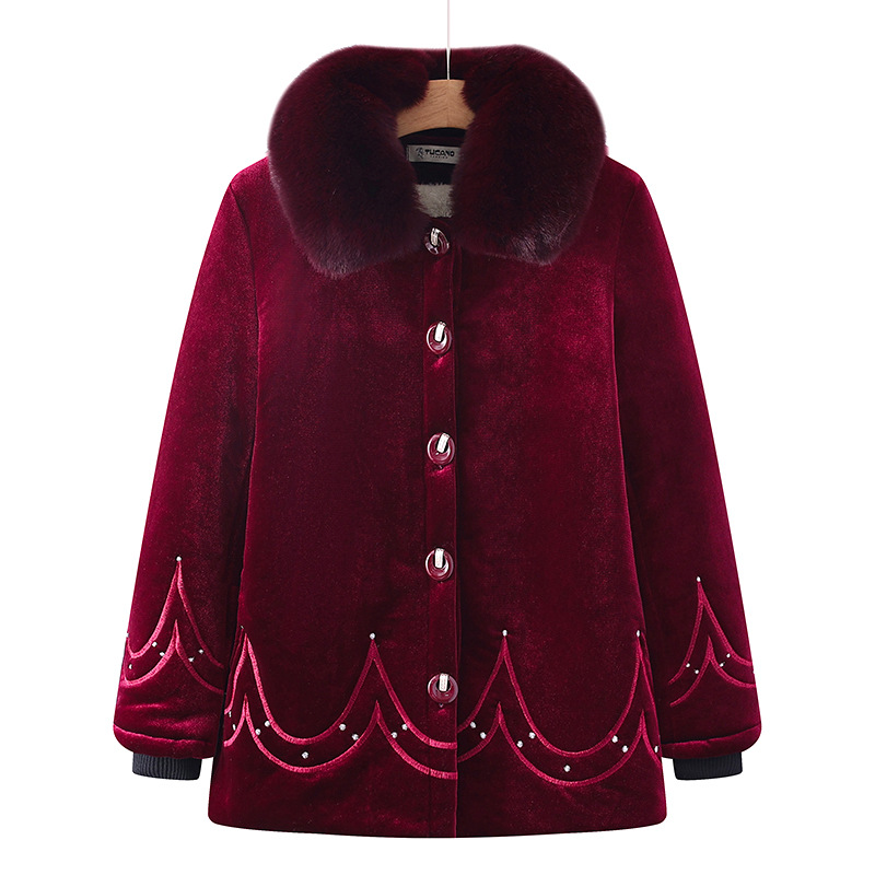 高端中老年冬装冬季棉衣加厚妈妈女装外套加绒奶奶大衣老太太棉袄