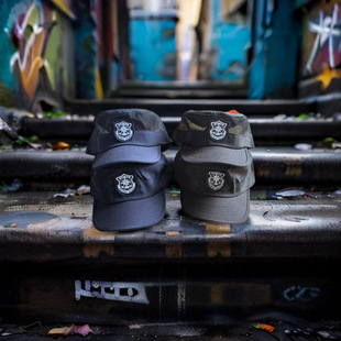 保安帽子款作训户外帽夏季半网新款可调节黑色速干平顶帽