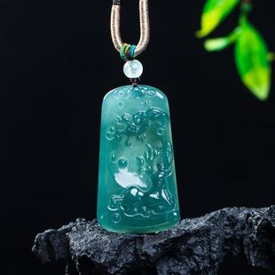 天然翡翠玉石A货蓝水冰老料梅花鹿女士挂件韩式吊坠玉佩送礼