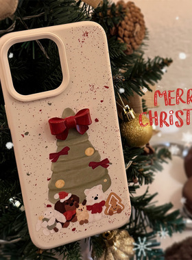 立体蝴蝶结圣诞手机壳15适用iphone16手机壳苹果17圣诞树卡通13防摔14promax