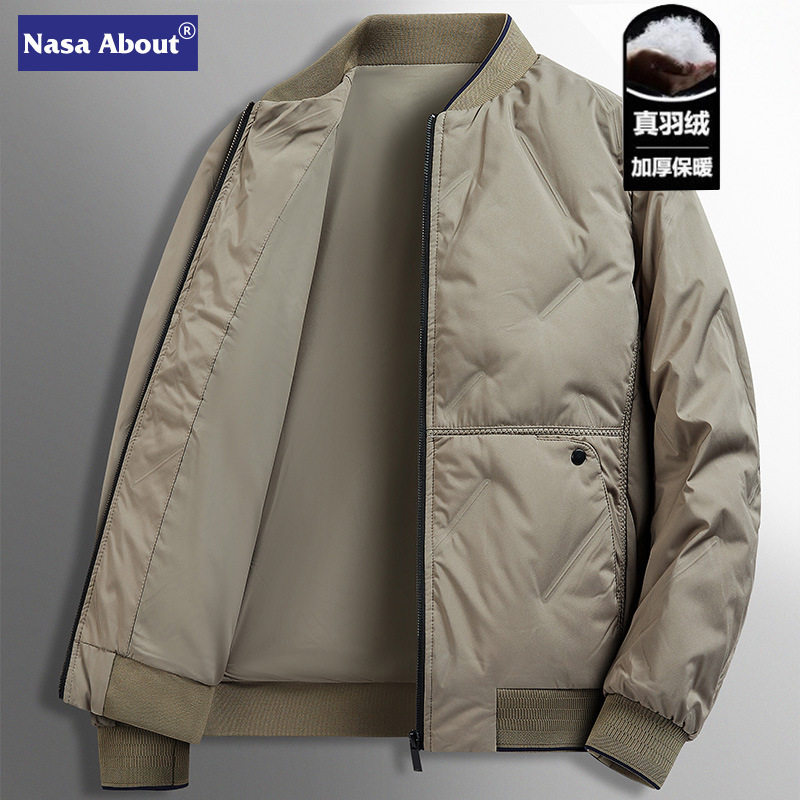 NASA士羽绒服冬季新款中年商务纯色保暖爸爸装休闲外套潮