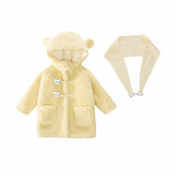 女童加绒外套秋冬季2025新款儿童加厚保暖冬装洋气女连帽毛毛衣，童装外套，祺妙童装