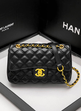 轻奢品牌新款韩版肩斜挎包级感小香风菱格链条包女包