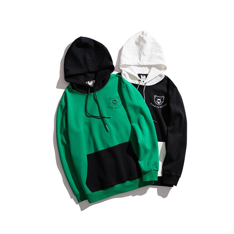 【清货齐码】男士加肥宽松大码装胖子国潮刺绣宽松袋鼠兜卫衣连帽