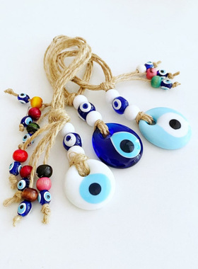 土耳其蓝眼睛玻璃挂件 evil eye恶魔之眼吊饰 民宿咖啡店墙面装饰
