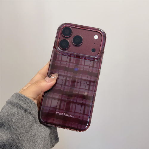 秋冬复古撞色格纹适用iPhone17手机壳18ProMax/15Pro手机壳新款韩系