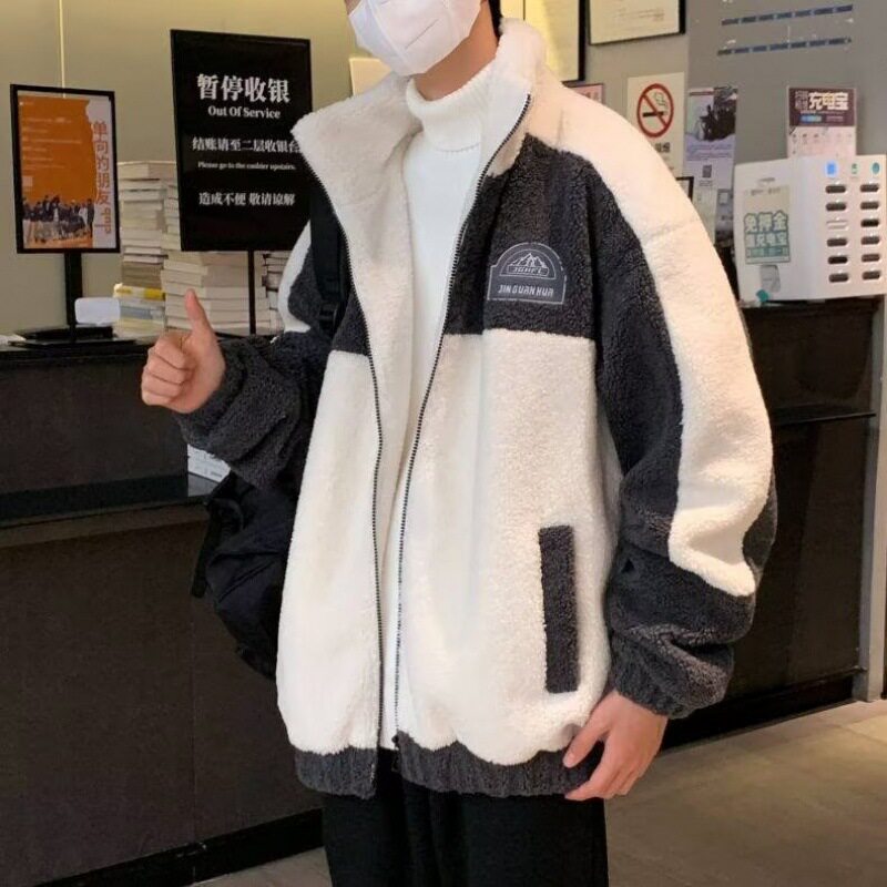 羊羔绒外套士加绒加厚棉衣秋冬季款潮牌装冬天情侣棉服棉