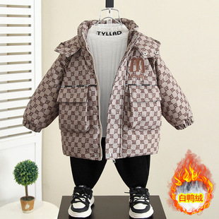 6964儿童加厚羽绒服冬装2025新款白鸭绒外套童中长款棉衣袄潮酷