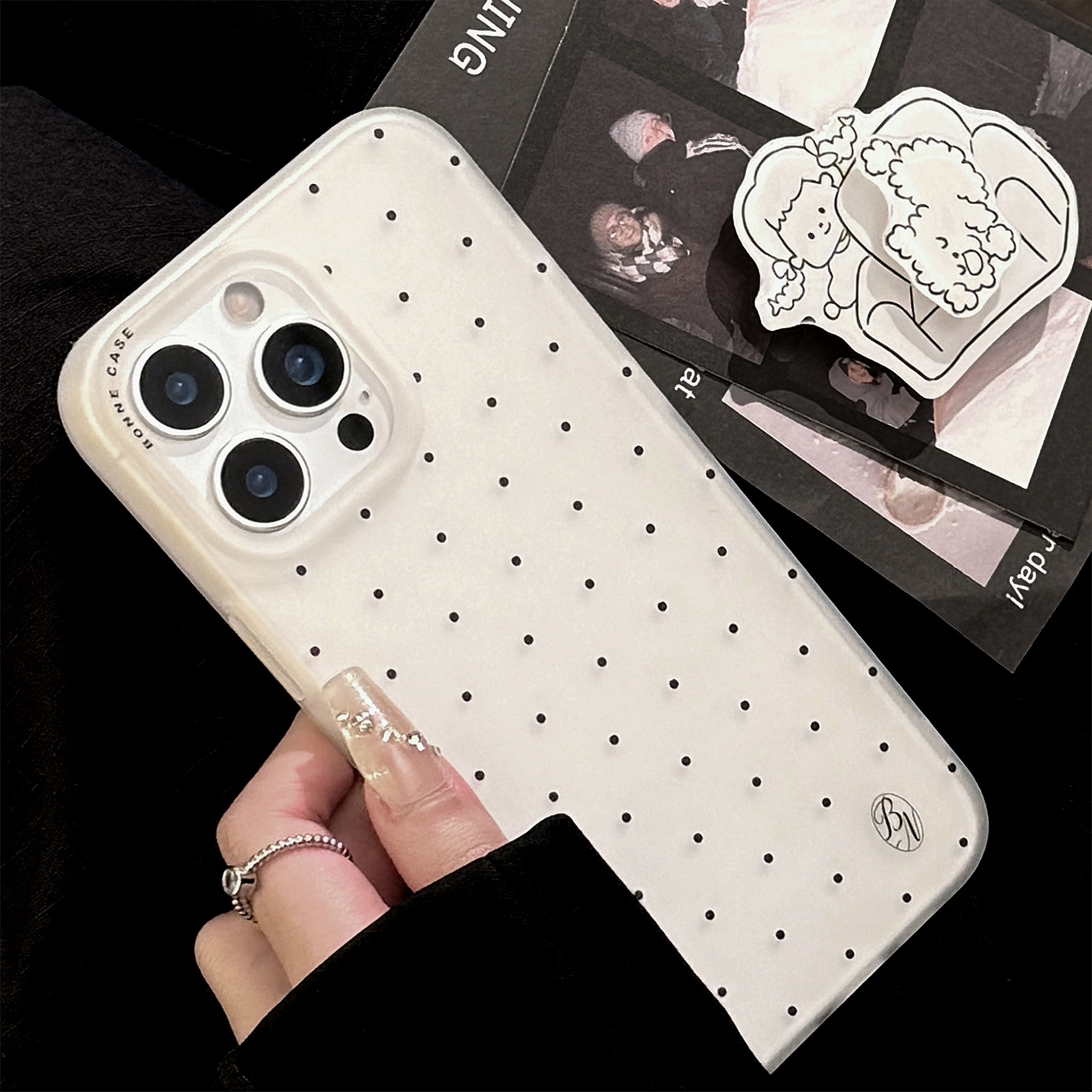 简笔画卡通旋转支架适用苹果16手机壳15promax小众iphone14软13套