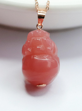 S925银镶天然盐源玛瑙吊坠貔貅珠