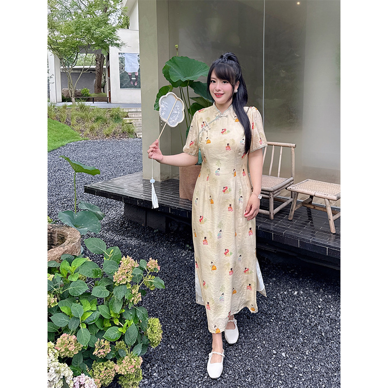 气质新中式国风穿搭连衣裙2025女夏季新款超好看年轻款大码旗袍潮