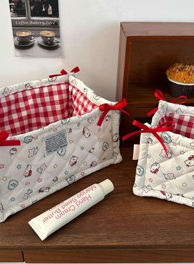 ins可爱桌面收纳筐颜值零食杂物收纳篮收纳盒化妆护肤品整理袋