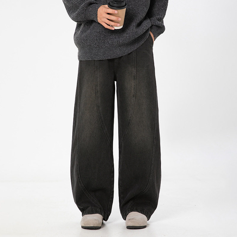 水洗弯刀牛仔裤秋冬款街直筒宽松休闲长裤子L2365-P65控98图片
