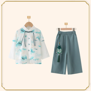 中国风儿童汉服童唐装新中式复古风两件套女童幼儿园古装演出服