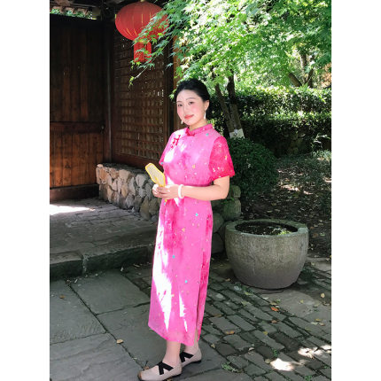 胖MM气质国风新中式刺绣裙2026女夏季新款收腰显瘦高端大码旗袍潮