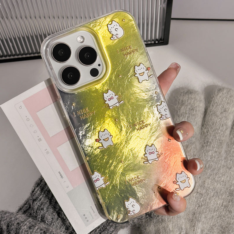 可爱猫咪透明冰川纹苹果卡通16