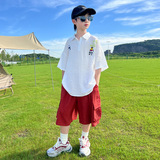 童夏装衬衫套装2025新款中大童儿童夏季短袖衣服孩洋气韩版潮，童装休闲套装，祺妙童装