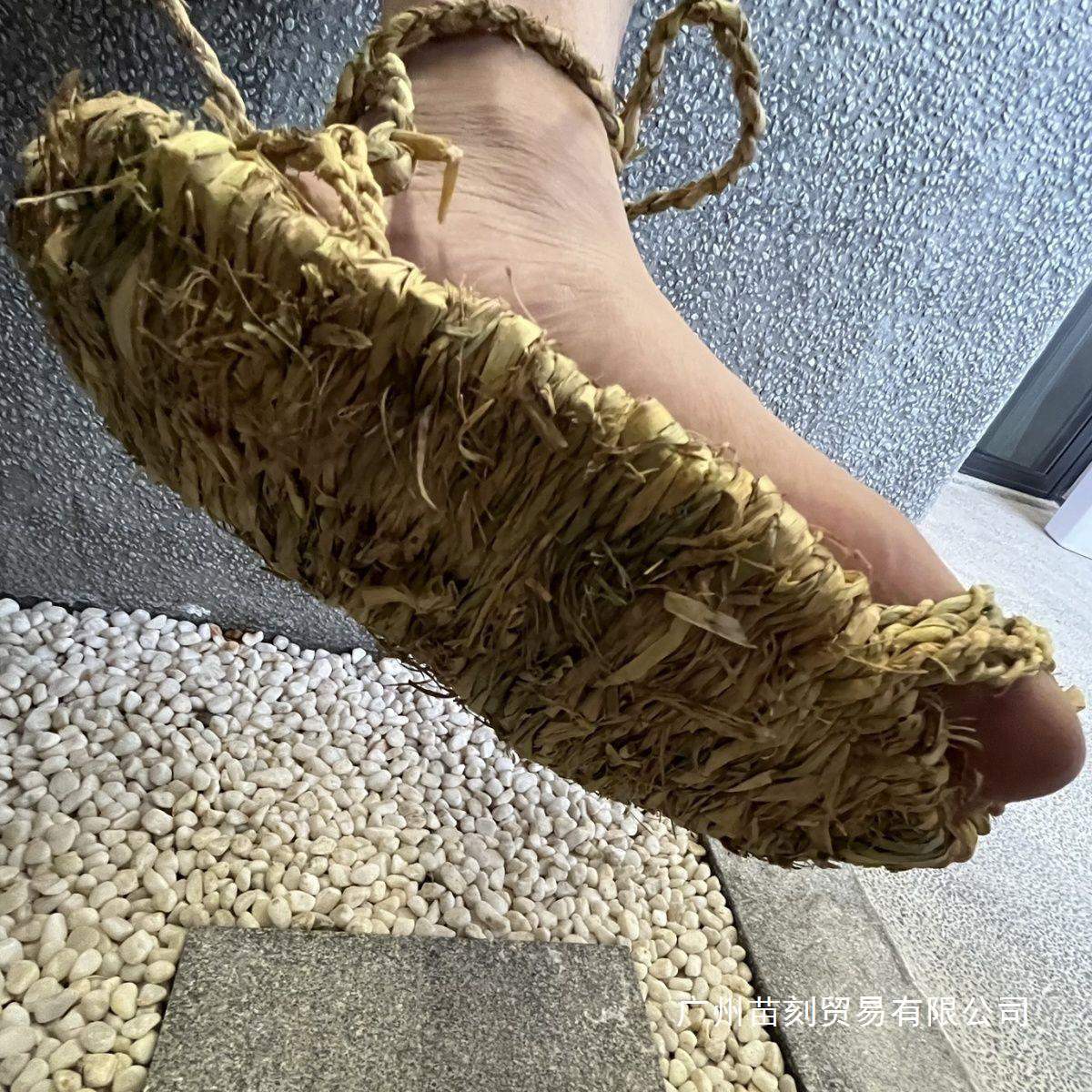 纯手工编织草鞋潮男女夏季系带凉鞋复古拖鞋红军民族表演全麻凉鞋