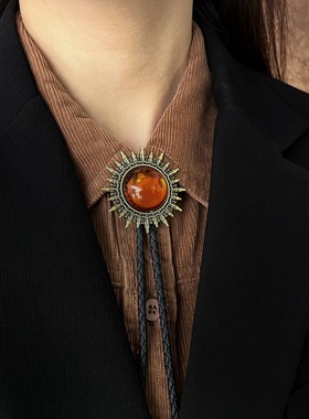 复古领带项链皮绳男女合金