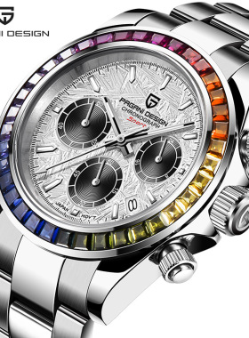 PAGANIDESIGN伯佳尼士手表多功能计时码表精钢防水彩钻腕表1644