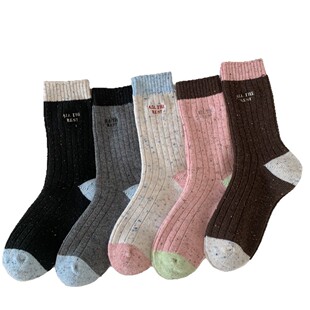 「ins韩系」拼色加厚点子纱羊毛袜子秋冬百搭中筒袜