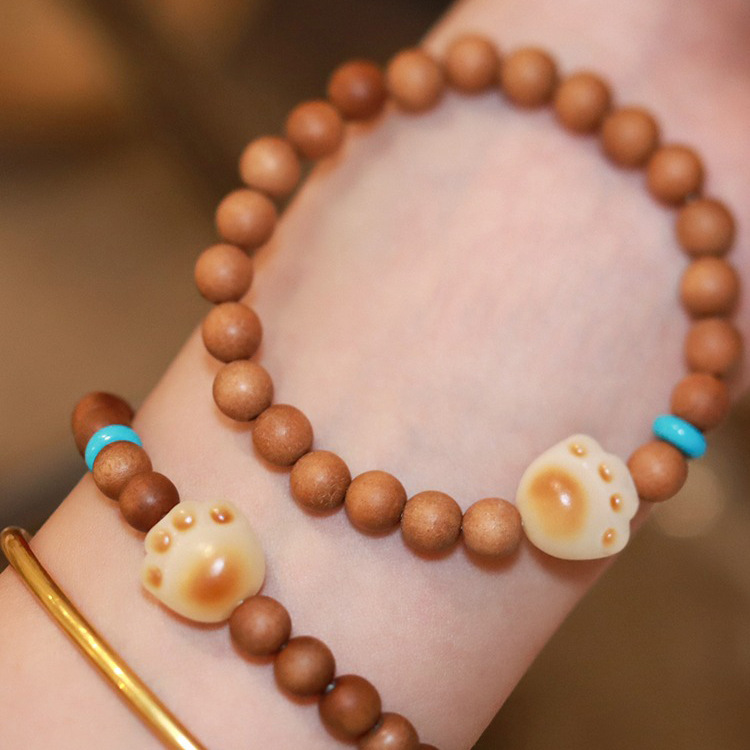 《奶味猫爪》天然奶香老桃木手串女炭烧木质情侣手链生日礼物
