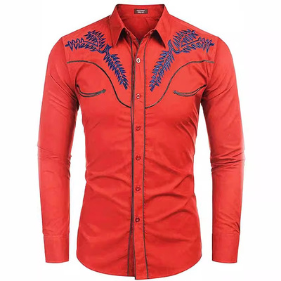 Men's long sleeves printed casual shirts男复古印花长袖衬衫