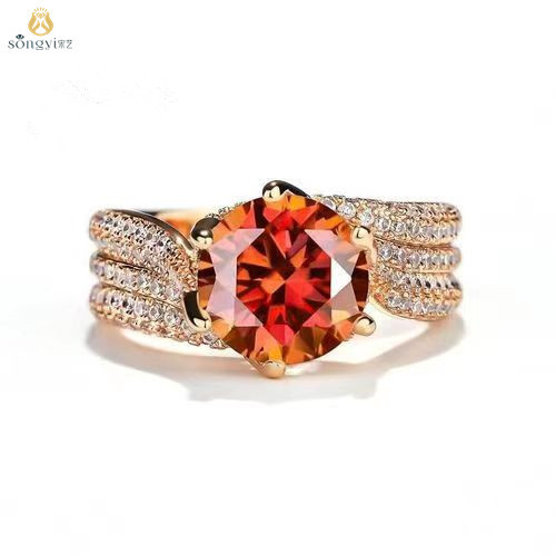 钻石之乡w002彩宝三世情缘公主鸽子蛋大气流行美国进口3克拉戒指