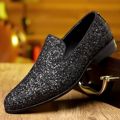 亮皮男鞋派对皮鞋Men Luxury sequins Groom Wedding Party Shoes