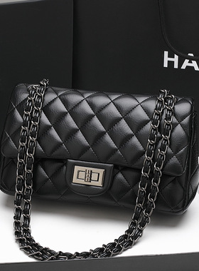 轻奢真皮菱格链条包斜挎包时尚百搭新款大容量肩腋下包品牌女包