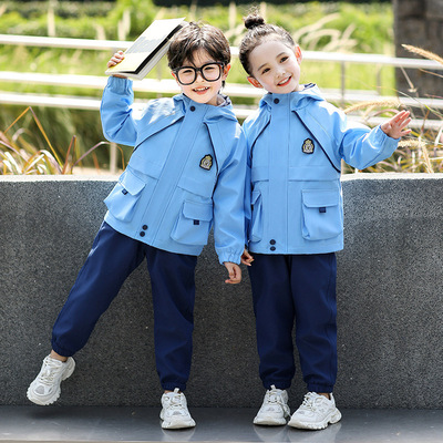 幼儿园园服春秋冬新款冲锋衣校服套装小学生班服运动学院风三件套