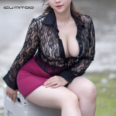 超短性感短款蕾丝长袖衬衫女夏季薄款打底罩衫镂空透视胸衣短上衣