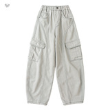 女童工装裤加绒加厚2025年秋冬新款大口袋休闲阔腿裤中大童弯刀裤，童装裤子，祺儿童装