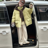 女童2025年冬季新款小清新立领月光绿棉衣女大童户外加绒披肩棉服，童装棉衣，祺儿童装