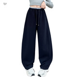 女童秋冬加绒长裤2025年新款腰口撞色卫裤中大童休闲阔腿裤弯刀裤，童装裤子，祺儿童装