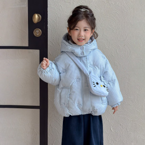 女童羽绒服2025新款洋气小女孩冬装棉袄儿童白鸭绒外套保暖面包服，童装羽绒服，祺妙童装