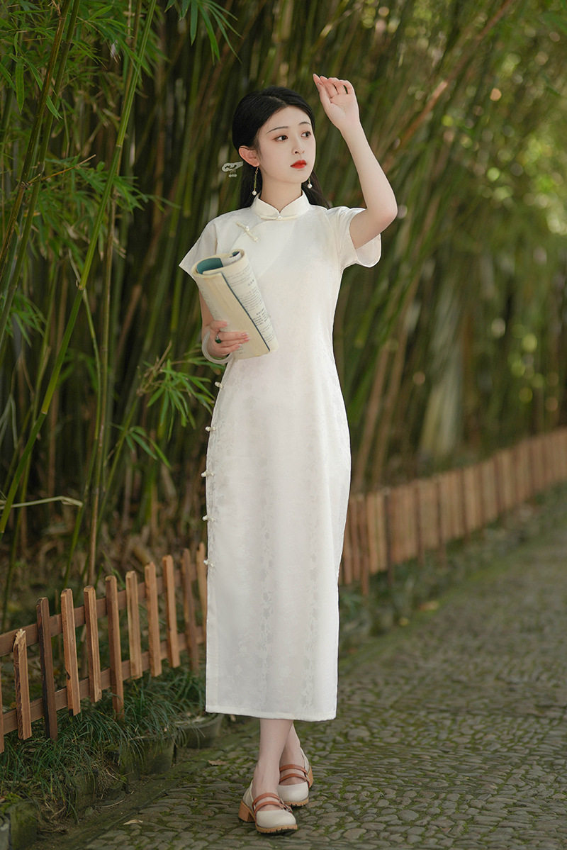 隐山少女  白月光宽松人丝提花层文艺古典少女慵懒日常旗袍