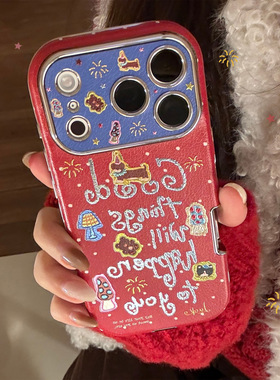 AceCase新年鎏金iphone16苹果17promax适用15手机壳14红色祝福13电镀12皮质11全包软